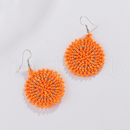 Glass Seed Braided Dangle Earrings for Women FIND-PW0024-16D-1