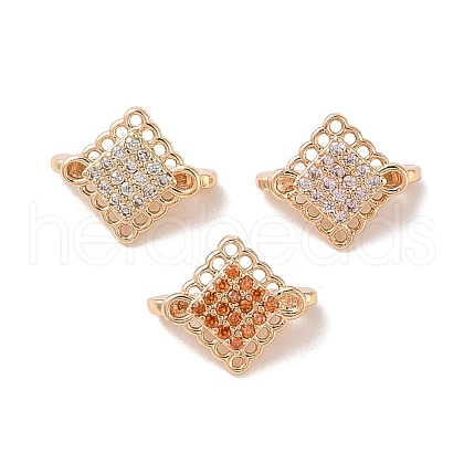 Brass Micro Pave Cubic Zirconia Spacer Bars KK-B100-071G-1