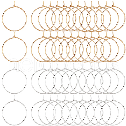 Beebeecraft 100Pcs 2 Colors 316 Surgical Stainless Steel Wine Glass Charms Rings STAS-BBC0005-95A-1