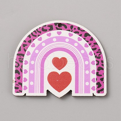 Single Face Printed Heart Wood Pendants WOOD-CJC0011-07F-1