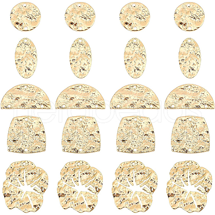 BENECREAT 20Pcs 5 Style Brass Connector Charms KK-BC0008-13-1