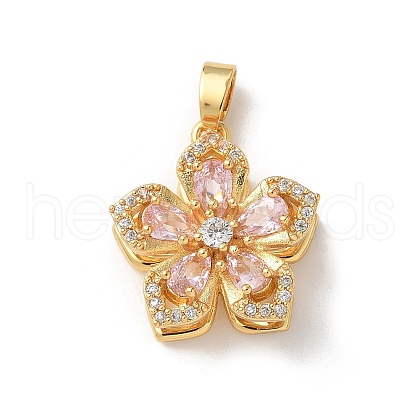 Brass Micro Pave Clear Cubic Zirconia Pendants ZIRC-D276-01G-B01-1