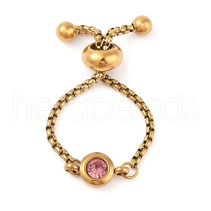 Mother's Day 304 Stainless Steel Birthstones Rhinestone Adjustable Slider Ring RJEW-M015-01G-1