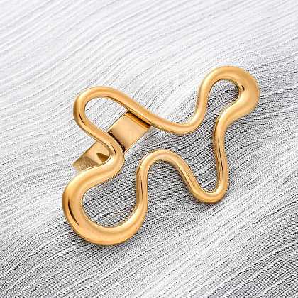 304 Stainless Steel Adjustable Open Cuff Rings for Women RJEW-A064-01G-1