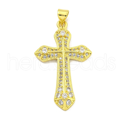 Rack Plating Brass Micro Pave Cubic Zirconia Pendants KK-B091-44G-1