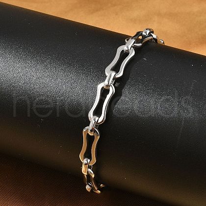 304 Stainless Steel Rectangle Link Chains Bracelets for Men & Women BJEW-D042-44P-1