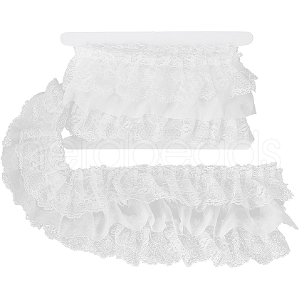 Gorgecraft 2 Yards 3 Layer Polyester Organza Ruffled Pleated Lace Flower Fabric Trim OCOR-GF0003-31A-1