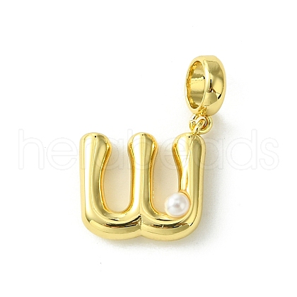Rack Plating Brass with ABS Plastic Pearl European Dangle Charms KK-G501-02W-G-1