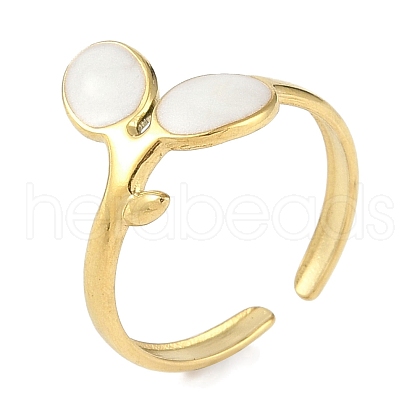 Ion Plating(IP) 304 Stainless Steel Enamel Cuff Finger Rings RJEW-L107-040G-01-1