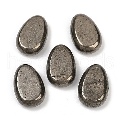 Natural Pyrite Teardrop Pendants G-R012-03-1