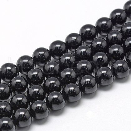 Natural Black Tourmaline Beads Strands G-R446-4mm-19-1