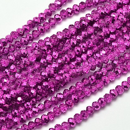 Faceted Rondelle Transparent Painted Glass Beads Strands DGLA-J001-C06-1