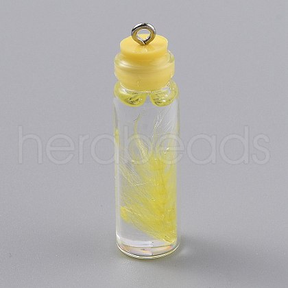 Transparent Glass Bottle Pendant Decorations EGLA-B002-01A-1