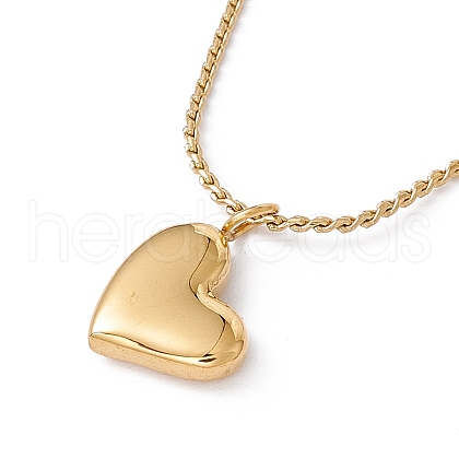 Heart Pendant Necklace with Twist Rope Chains X-NJEW-G074-45G-1