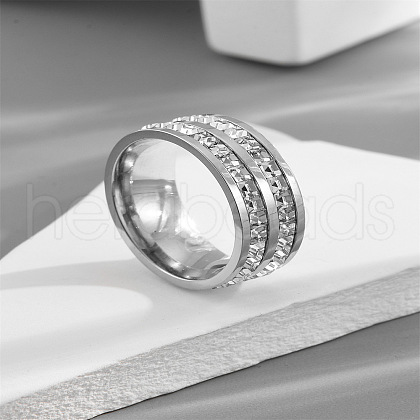 304 Stainless Steel Crystal Rhinestone Finger Rings FS-WG432ED-16-1
