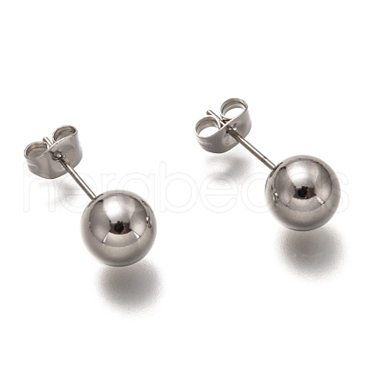 304 Stainless Steel Ball Stud Earrings STAS-H136-07C-P-1