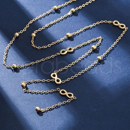 304 Stainless Steel Infinity Y Necklaces NJEW-R026-21G-1