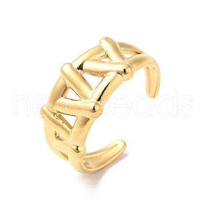 Ion Plating(IP) 304 Stainless Steel Open Cuff Ring RJEW-I085-17G-1