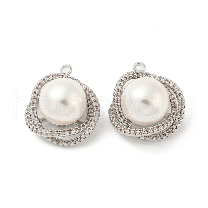 Brass Micro Pave Cubic Zirconia Pendants KK-P250-44P-1