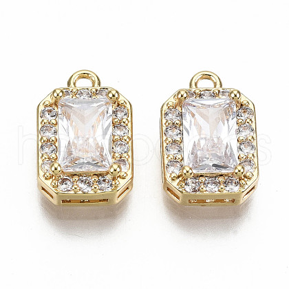 Brass Micro Pave Clear Cubic Zirconia Charms KK-S360-041-NF-1