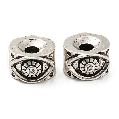 Rack Plating Eco-Friendly Brass Micro Pave Clear Cubic Zirconia Beads KK-M258-05AS-1
