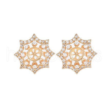 Brass Micro Pave Clear Cubic Zirconia Stud Earring Findings KK-S364-131-1