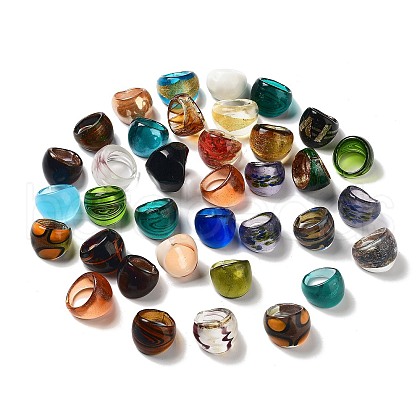 Mixed Handmade Lampwork Wide Band Rings RJEW-X0005-B-1