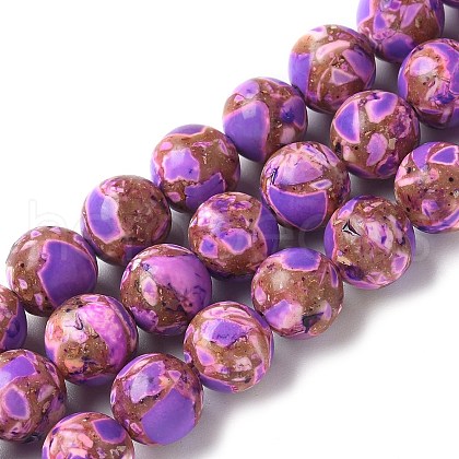 Dyed Synthetic Imperial Jasper Beads Strands G-C168-02F-1
