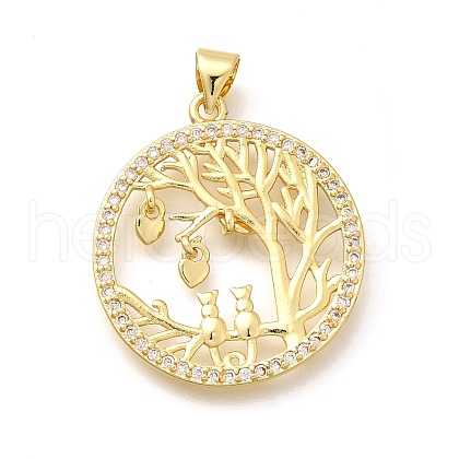 Rack Plating Brass Micro Pave Cubic Zirconia Pendants KK-L226-051G-03-1