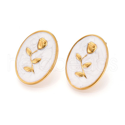 304 Stainless Steel Enamel Stud Earrings EJEW-T047-30G-A-1