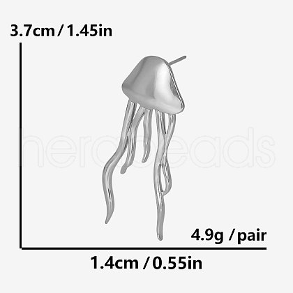 304 Stainless Steel Jellyfish Stud Earrings JQ4504-1-1