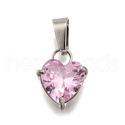 304 Stainless Steel Micro Pave Cubic Zirconia Pendants STAS-B086-13P-02-1