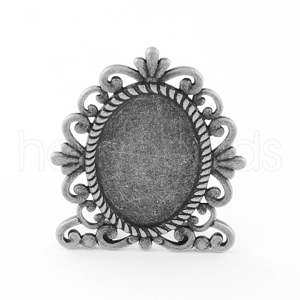 Tibetan Style Alloy Mirror Cabochon Settings TIBEP-S293-081AS-LF-1