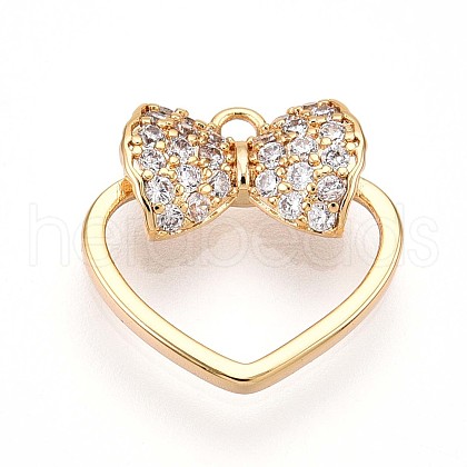 Brass Micro Pave Cubic Zirconia Charms KK-N261-01G-1
