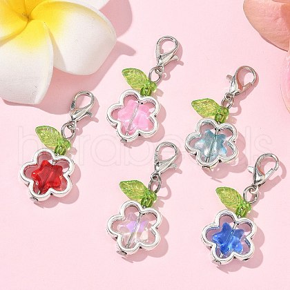 Star Alloy & Glass Pendant Decorations HJEW-JM03274-02-1