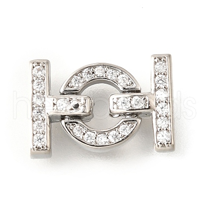 Rack Plating Brass Micro Pave Clear Cubic Zirconia Fold Over Clasps KK-V008-23P-1