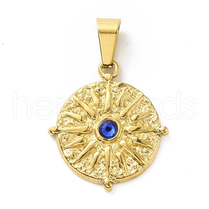 PVD Vacuum Plating 304 Stainless Steel with Capri Blue Rhinestones Pendants STAS-G261-14G-1