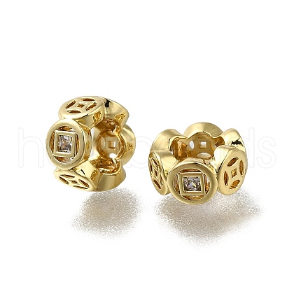 Brass Micro Pave Clear Cubic Zirconia European Beads ZIRC-I070-004G-1