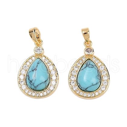 Brass Micro Pave Clear Cubic Zirconia Pendants KK-P302-25G-1