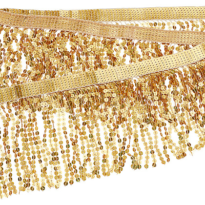 Sparkle PVC Paillette Tassel Ribbons OCOR-WH0078-73A-1