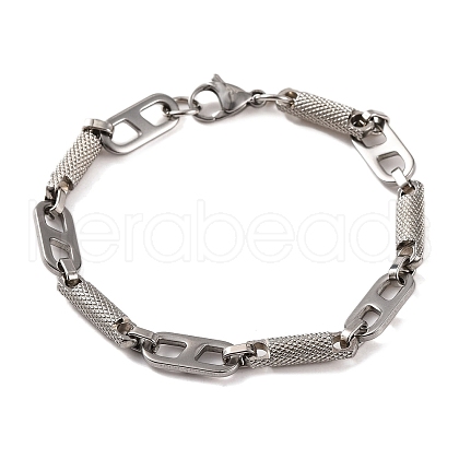 Tarnish Resistant 201 Stainless Steel Column & Oval Link Chain Bracelets BJEW-B078-85P-1