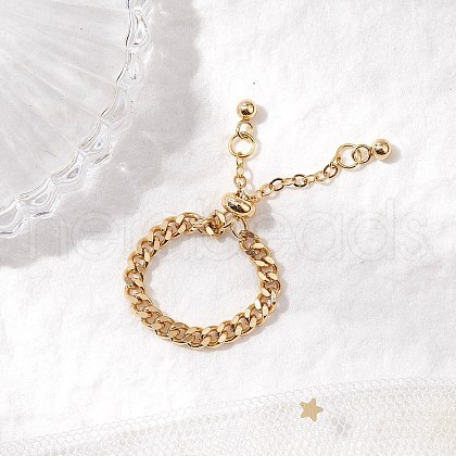 Adjustable Brass Twisted Curb Chains Finger Rings for Women RJEW-JR00862-1