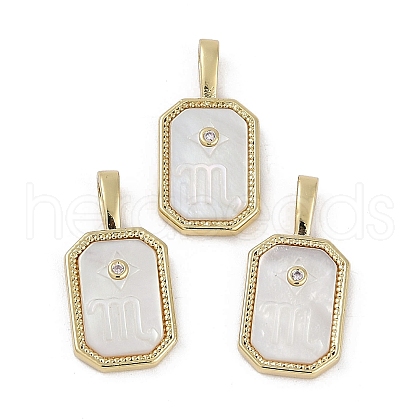 Rack Plating Brass Micro Pave Cubic Zirconia Pendants KK-U032-90G-07-1