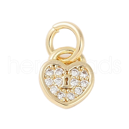 Rack Plating Brass Micro Pave Clear Cubic Zirconia Charms KK-Z060-11G-1