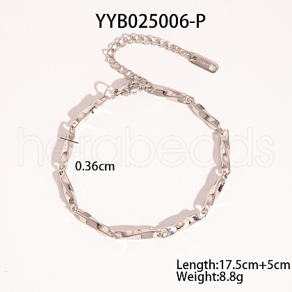 Stainless Steel Twist Link Chain Bracelets for Women VF6522-3-1