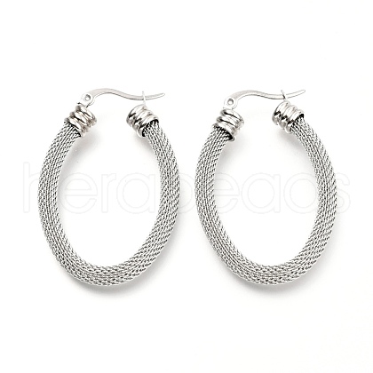 304 Stainless Steel Mesh Hoop Earrings EJEW-C501-14P-A-1