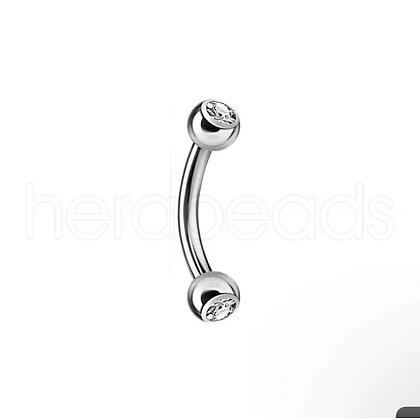 Round 304 Stainless Steel Rhinestone Eyebrow Curved Barbell Rings WGCF9EA-03-1