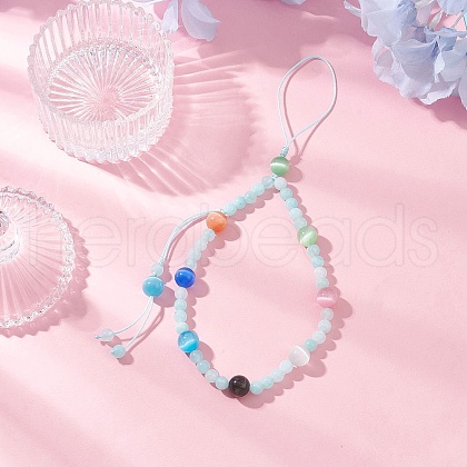 Cat Eye Mobile Straps HJEW-JM03419-02-1