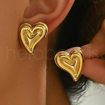 Stylish Heart Stainless Steel Stud Earrings LD8214-2-1