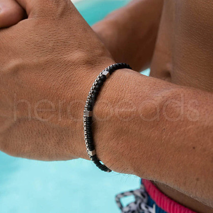Synthetic Hematite & Alloy Set Bracelets PW-WG7A11E-02-1